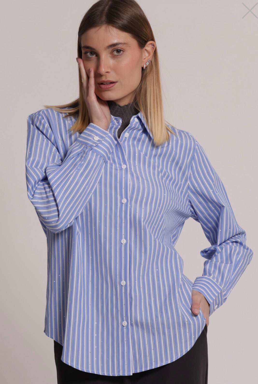 Camicia righe strass Mimì Muà