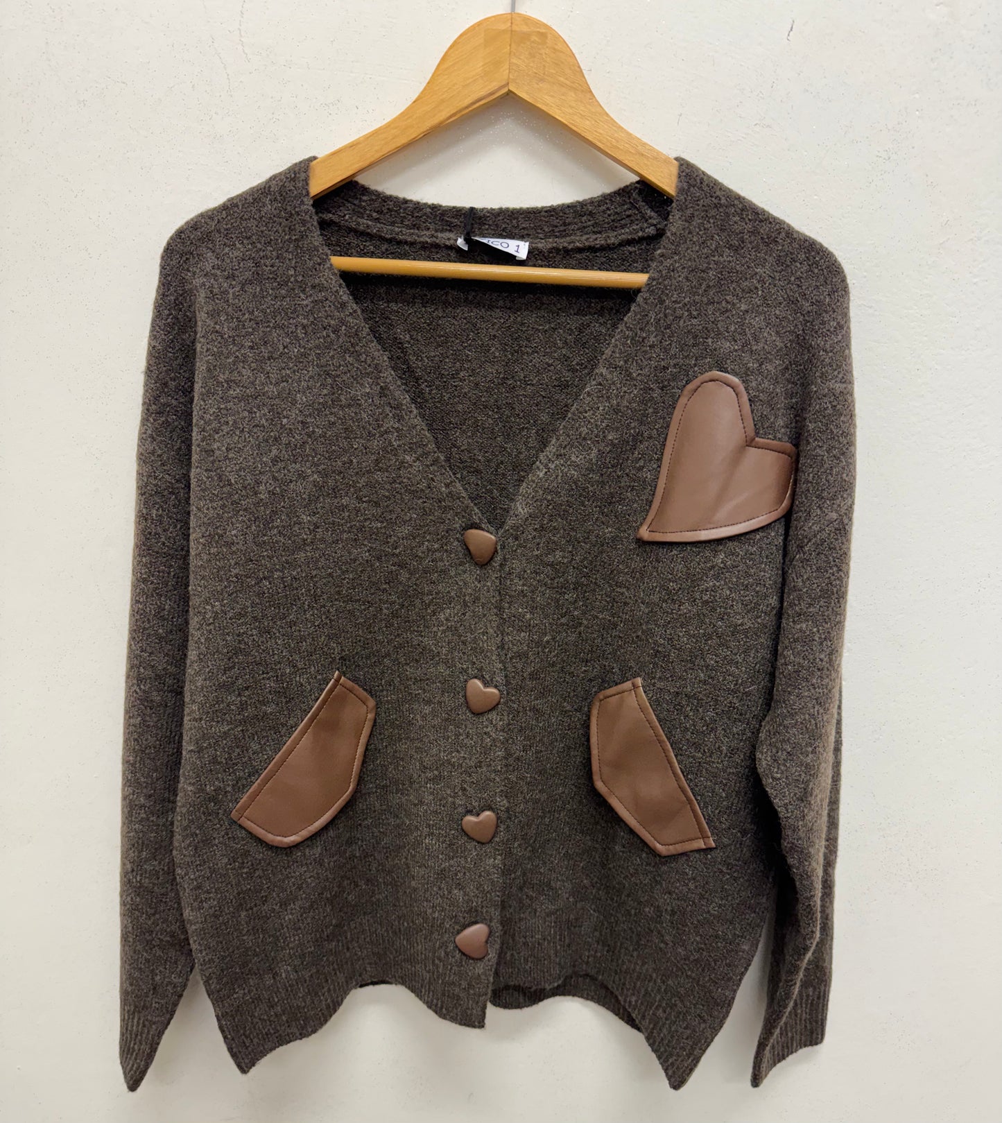 Cardigan inserti ecopelle