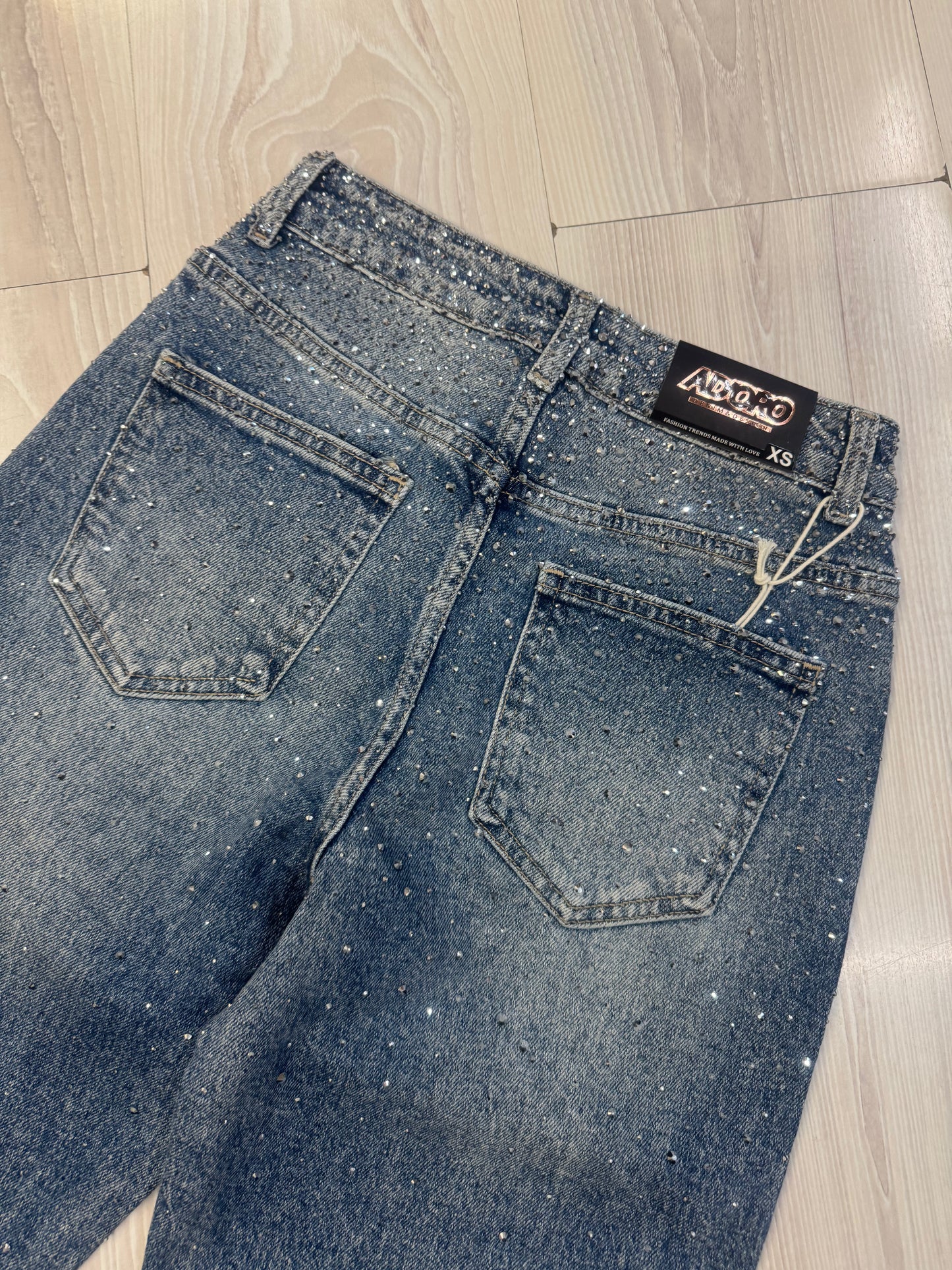 Jeans mom fit strass