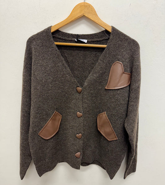 Cardigan inserti ecopelle